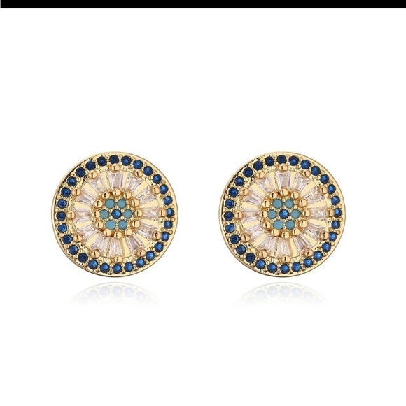 Luxurious Ear Stud Zircon Gold Plated Earring New Sparkly - Picture 2 of 6